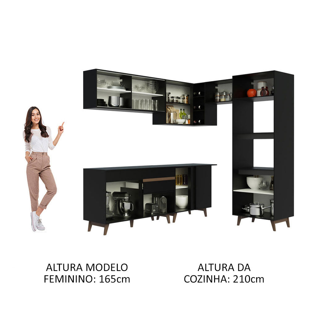 Cocina Integral Esquinera 402cm Negro Reims 02