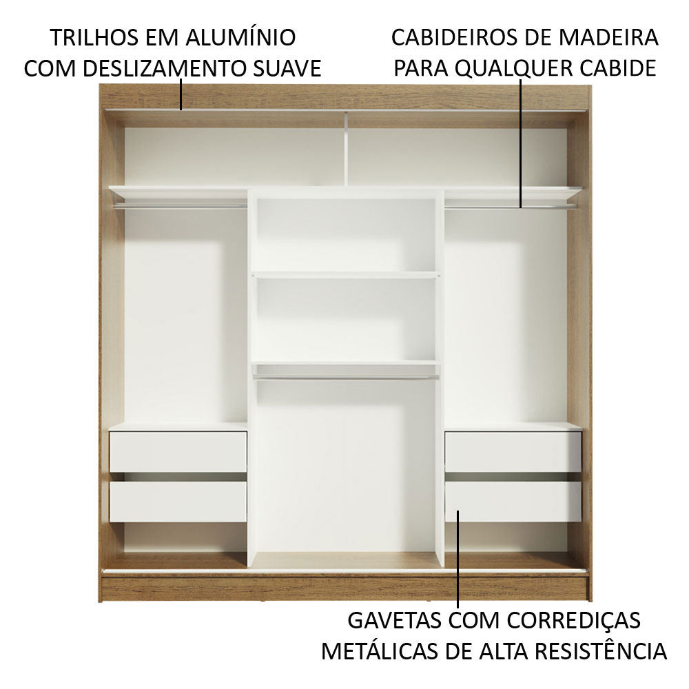 Clóset Matrimonial Reno 3 Puertas Corredizas de Espejo Marrón/Negro