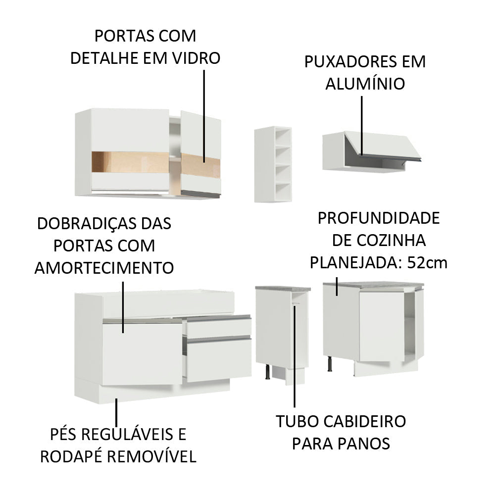 Cocina Integral 220 cm Blanco Parma 02