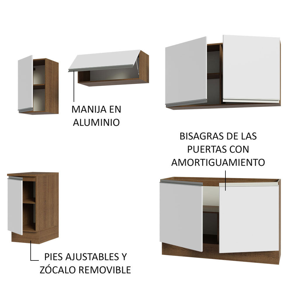 Cocina Integral 240cm Marrón/Blanco Glamy Madesa 10