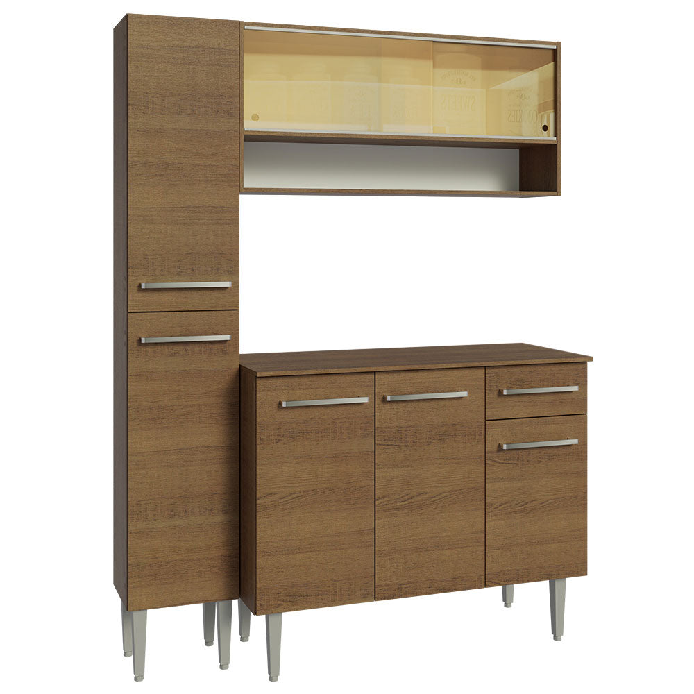 Cocina Compacta 137cm Sin Mesón De Acero Marrón Emilly Madesa 09