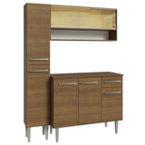Cocina Compacta 137cm Sin Mesón De Acero Marrón Emilly Madesa 09