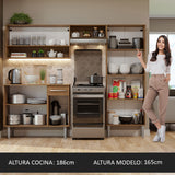 Cocina Integral 229cm Sin Mesón De Acero Marrón/Blanco Emilly Pop Madesa 02