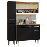 Cocina Compacta 137cm Sin Mesón De Acero Marrón/Negro Emilly Madesa 09