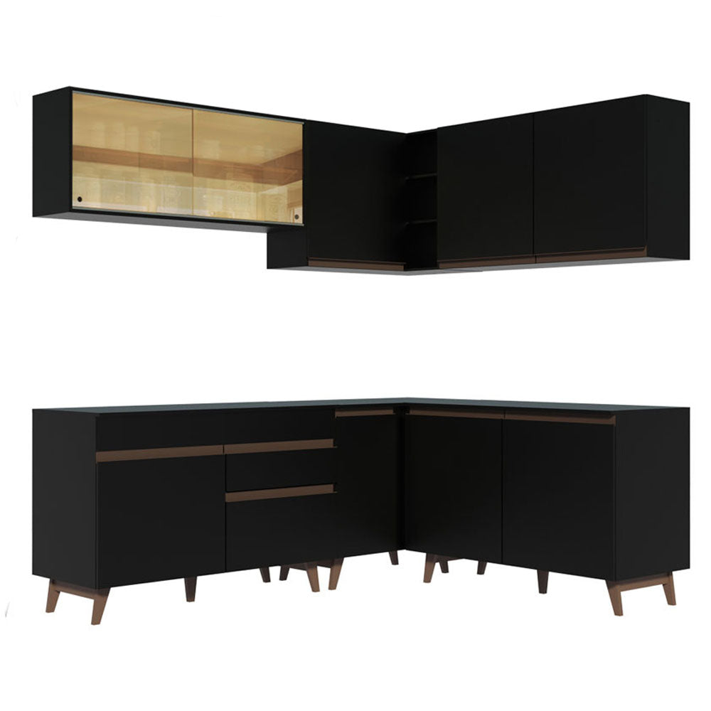 Cocina Integral Esquinera 382cm Negro Reims 01