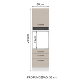 Mueble de Cocina para Horno 60 cm 1 Puerta y 3 Cajones Blanco/Crema Agata