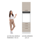 Mueble de Cocina para Horno 60 cm 1 Puerta y 3 Cajones Blanco/Crema Agata