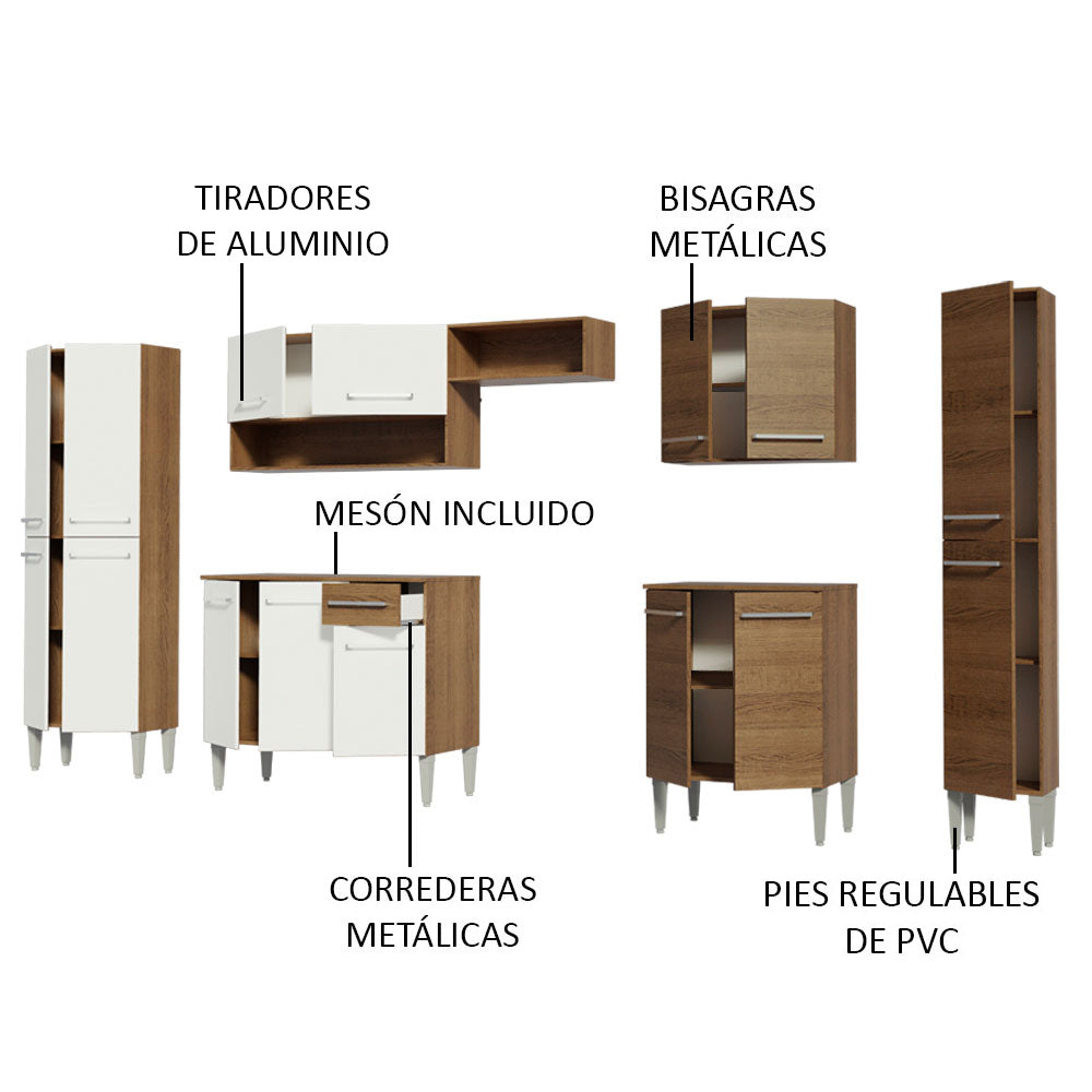 Cocina Integral 325cm Emilly Marrón/Blanco Joy Madesa 01