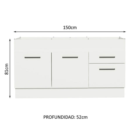 Mueble Inferior de Cocina Madesa Agata 150cm Blanco