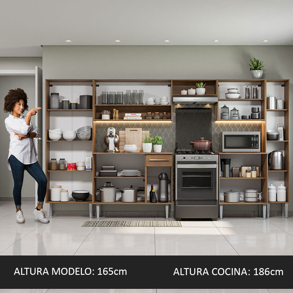 Cocina Integral 325cm Emilly Marrón/Blanco Joy Madesa 01