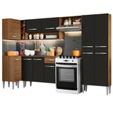 Cocina Integral Esquinera 353cm Marrón/Negro Emilly Sun 01