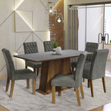 Juego de Comedor Mesa con Encimera de Madera 6 Sillas Marrón/Gris/Silver Britney