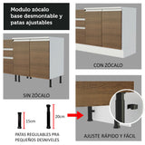 Cocina Integral con Lavadero 180cm Glamy 13 Blanco/Marrón