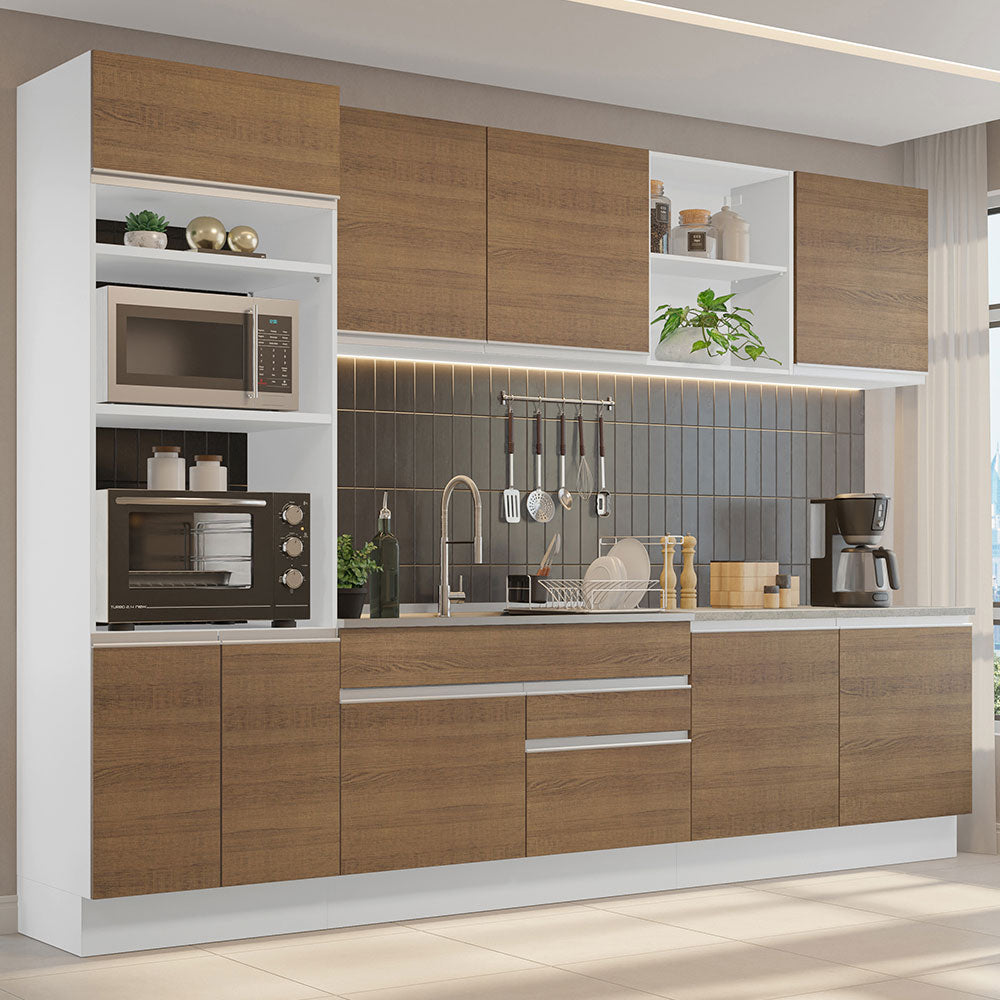 Cocina Integral 310cm Blanco/Marrón Glamy Madesa 02