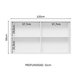 Alacena Madesa Glamy 120 cm 2 Puertas Con Vidrio Blanco