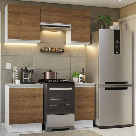 Cocina Compacta 160cm Blanco/Marrón Glamy Madesa 07